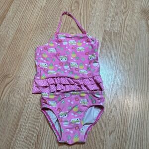 Hello Kitty‎ Girls Swimsuit 3T Pink Ruffle Two Piece Kids Cute Kawaii